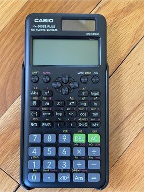 Casio Scientific Calculator in Black with Green and Blue Keys